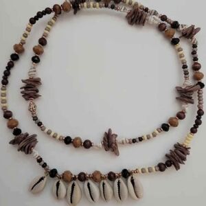 Zara Brown & Cream Shell Layered Necklace